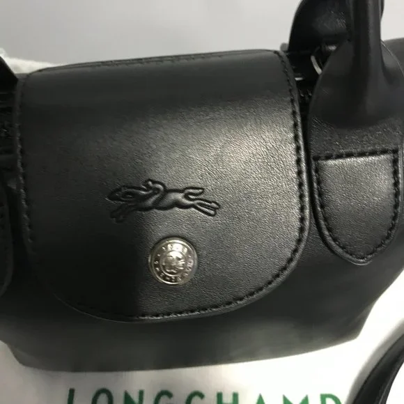 Longchamp Women's White Mini Le Pliage Leather Top Handle Bag Purse Crossbody i - Picture 8 of 11